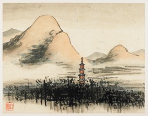 Fingermalerei, aus einem Album mit zehn Werken von Gao Qipei