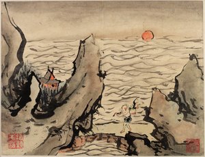 Fingermalerei, aus einem Album mit zehn Werken von Gao Qipei