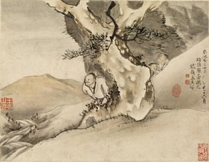 An einem Baum vorbeigehender Mann von Gao Qipei
