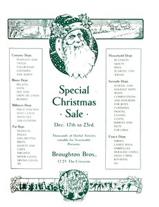 Werbung für Broughton Bros. - Sonderweihnachtsverkauf, 1917