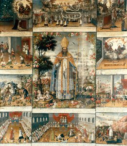 Altarbild des Lebens von Sankt Nikolaus von Myra oder Bari (270-345)