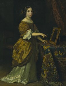 Mädchen vor einem Spiegel, 1668 von Gaspar Netscher