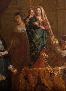 Pfarrkirche Saint-Brice. Erzherzogin Isabel von Spanien überreicht ihren Schmuck der Basilika Saint-Martin von Halle. Gaspar de Crayer.