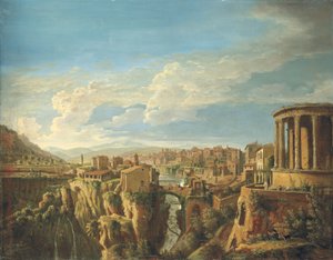 Ein Blick auf Tivoli mit dem Tempel der Vesta