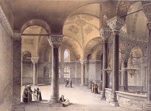 Haghia Sophia, Tafel 14: die Orientalische Galerie, graviert von Louis Haghe, veröffentlicht 1852