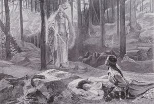 Die Offenbarung (Brunnhilde entdeckt Sieglinde und Siegmund) von Gaston Bussiere