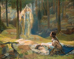 Die Offenbarung. Brunhilde sieht Siegmund und Sieglinde, 1893 von Gaston Bussiere