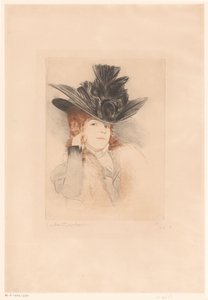 Porträt einer unbekannten Dame mit Hut von Gaston Darbour