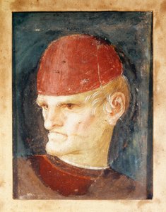 Italien, Varallo, Fragment eines Freskos eines Kopfes von Gaudenzio Ferrari