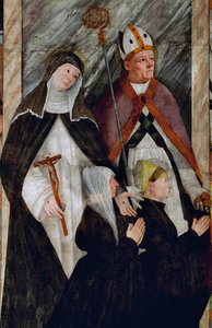 Die heilige Katharina von Siena, der heilige Nikolaus von Bari und zwei kniende Bieter