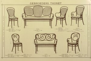 Stuhl- und Sofakatalog der Gebrüder Thonet, Zeichnung, Österreich von Gebruder Thonet