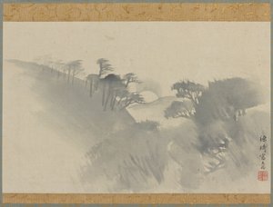 Landschaft mit Hügel, Bäumen und Mondaufgang