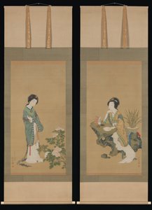 Yanji mit Orchideen und Yang Guifei mit Pfingstrosen, 1785
