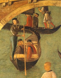 Wunder des Kreuzes an der Brücke von San Lorenzo von Gentile Bellini (1429-1507), Tempera auf Holz, 323x430 cm, Detail, ca. 1500