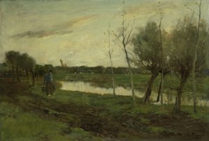 Landschaft mit Kanal von Geo Poggenbeek