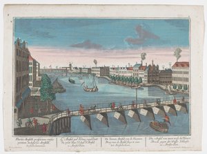 Ansicht der Binnen-Amstel zwischen der Blauwbrug und der Hogesluis in Amsterdam von Georg Balthasar Probst
