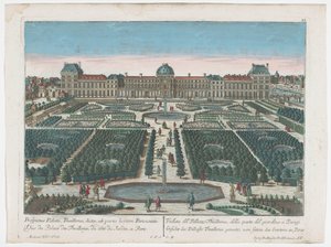 Ansicht des Palais des Tuileries in Paris vom Jardin des Tuileries aus gesehen von Georg Balthasar Probst