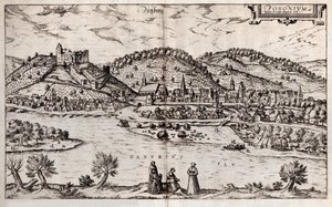 Pressburg Bratislava. Aus: Civitates orbis terrarium, 1588 von Georg Braun und Franz Hogenberg