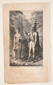 Illustration mit Herr und Dame in Landschaft von Georg Christian Schule