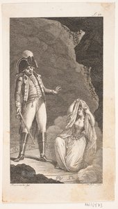 Illustration mit Offizier und kniender Dame von Georg Christian Schule