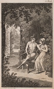 Illustration mit Paar auf einer Bank im Garten von Georg Christian Schule