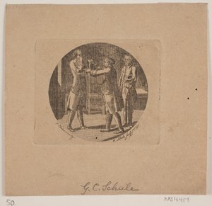 Vignette mit drei Männern von Georg Christian Schule