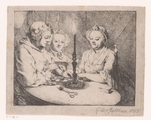 Damen, die bei Kerzenlicht Dame spielen von Georg David Matthieu