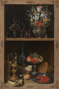 Schrank mit Obst und Blumen