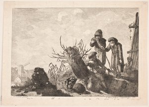 Drei Bauern in einer Landschaft von Georg Haas