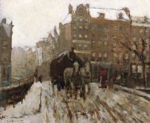 Brücke über den Singel-Kanal bei der Paleisstraat, Amsterdam, ca. 1895-1900
