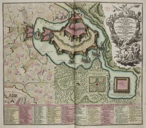 Allegorische Karte der Belagerung der Burg der Liebe von Georg Matthäus Seutter