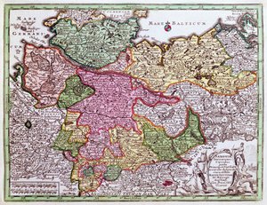 Karte von Norddeutschland, aus einem Atlas von Georg Matthäus Seutter