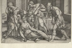 Collatinus und Brutus bei der sterbenden Lucretia von Georg Pencz