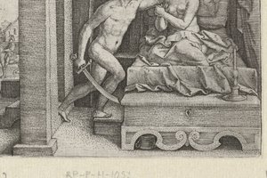 Sextus vergewaltigt Lucretia unter Schwertbedrohung
Geschichten aus der frühen römischen Geschichte (Serientitel)