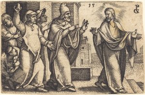 Die Pharisäer wollen Christus steinigen von Georg Pencz