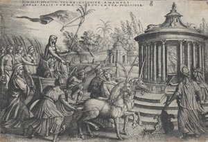 Der Triumph der Keuschheit über die Liebe, aus den Triumphen von Petrarca