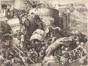 Die Einnahme von Cartagena von Georg Pencz after Giulio Romano