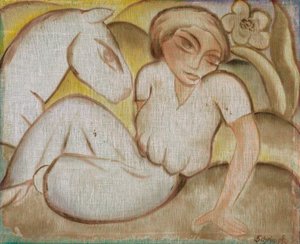 Frau mit Esel von Georg Schrimpf