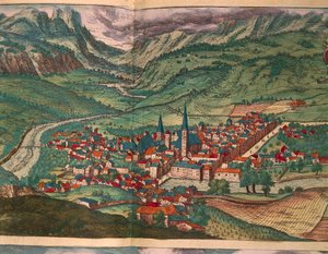 Stadt Brixen, aus Civitates Orbis Terrarum von Georg Braun von Georg Braun and Hogenberg Franz