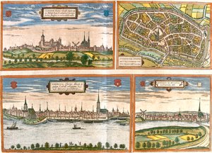 Kleve, Duisburg, Emmerich, Genappe, Deutschland, Belgien von Georg and Hogenberg Franz (1535 90) Braun