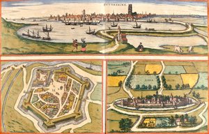 Dünkirchen, Gravelines, Bourbourg, Frankreich von Georg and Hogenberg Franz (1535 90) Braun