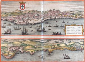 Lissabon, Cascais, Portugal von Georg and Hogenberg Franz (1535 90) Braun