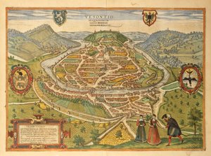 Karte von Besançon aus Civitates Orbis Terrarum von Georg Braun von Georg Braun and Hogenberg Franz