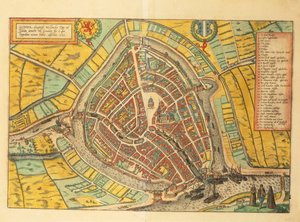 Karte von Gouda aus Civitates Orbis Terrarum von Georg Braun and Hogenberg Franz