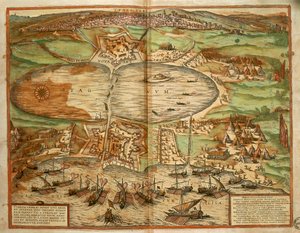 Karte von Tunis, Tunesien (aus Civitates Orbis Terrarum)
