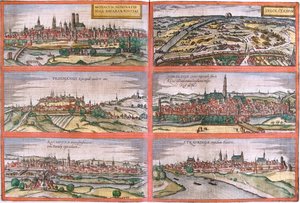 München, Ingolstadt, Freising, Nördlingen, Regensburg, Straubing, Deutschland von Georg and Hogenberg Franz (1535 90) Braun