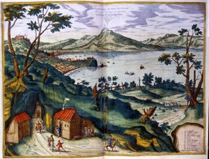 Neapel, Posilipe und Vesuv. Braun & Hogenberg, Amsterdam 1600 von Georg Braun and Hogenberg Franz