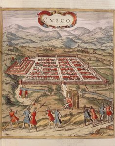Peru, Stadt Cuzco, Stich von Georg Braun