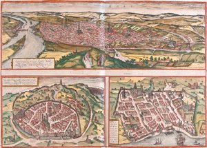 Rouen, Nîmes, Bordeaux, Frankreich von Georg and Hogenberg Franz (1535 90) Braun