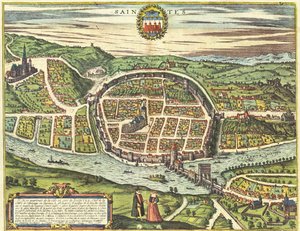 Saintes, Frankreich von Georg and Hogenberg Franz (1535 90) Braun
